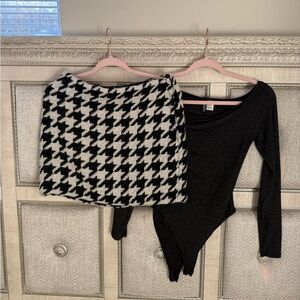 NWT H&M Black and White Houndstooth Skirt